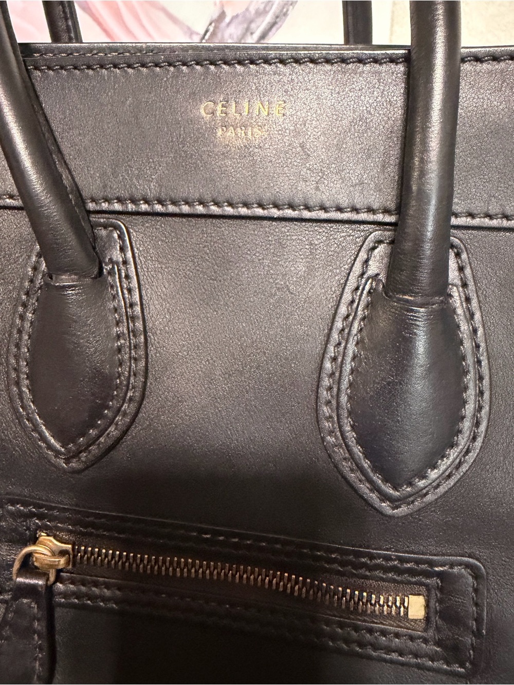 Black Mini Luggage Tote Celine - Sleek Leather Handbag - Picture 2 of 10